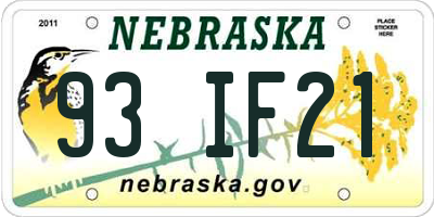 NE license plate 93IF21