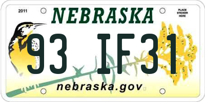 NE license plate 93IF31