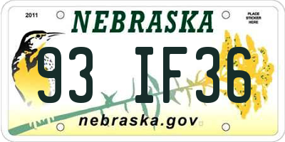 NE license plate 93IF36