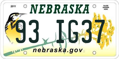 NE license plate 93IG37
