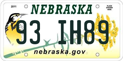 NE license plate 93IH89