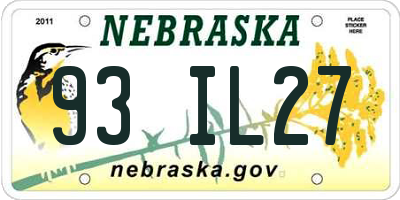 NE license plate 93IL27