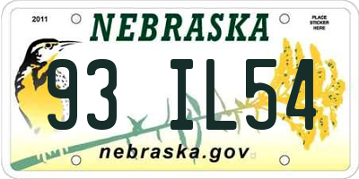 NE license plate 93IL54