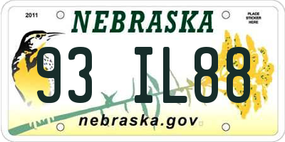 NE license plate 93IL88