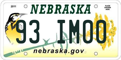 NE license plate 93IM00