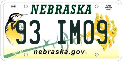 NE license plate 93IM09