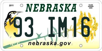 NE license plate 93IM16