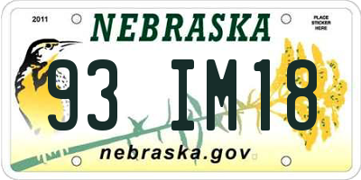 NE license plate 93IM18