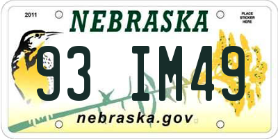 NE license plate 93IM49