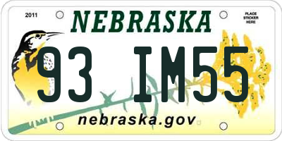 NE license plate 93IM55