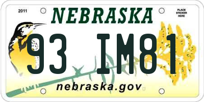 NE license plate 93IM81
