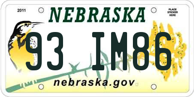 NE license plate 93IM86