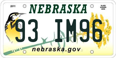 NE license plate 93IM96