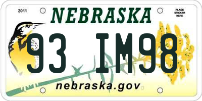 NE license plate 93IM98