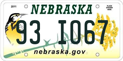 NE license plate 93IO67