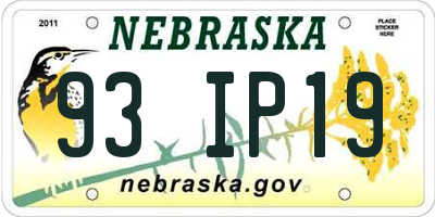 NE license plate 93IP19