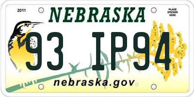NE license plate 93IP94