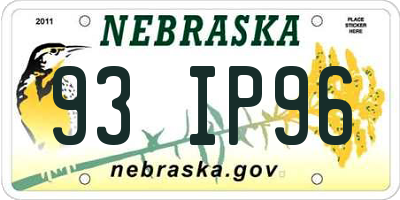 NE license plate 93IP96