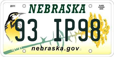 NE license plate 93IP98