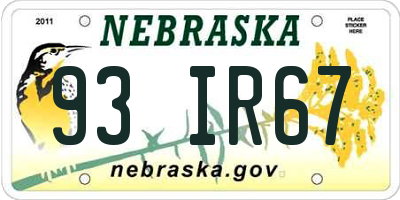 NE license plate 93IR67
