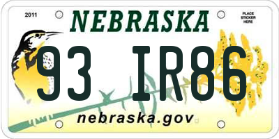 NE license plate 93IR86