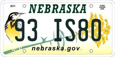 NE license plate 93IS80