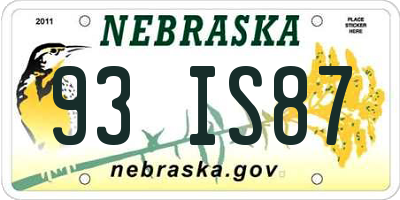 NE license plate 93IS87