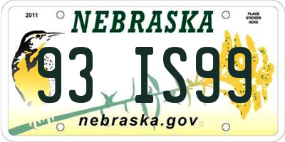 NE license plate 93IS99