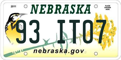 NE license plate 93IT07