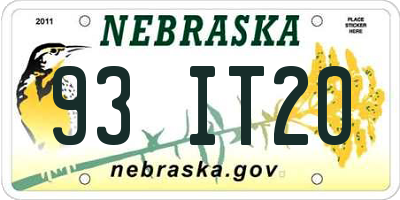 NE license plate 93IT20