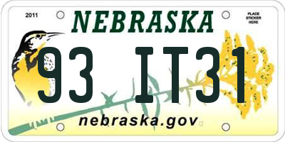 NE license plate 93IT31