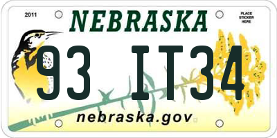 NE license plate 93IT34