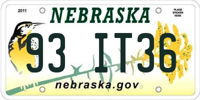 NE license plate 93IT36