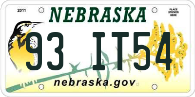 NE license plate 93IT54