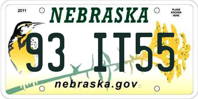 NE license plate 93IT55