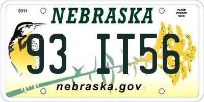 NE license plate 93IT56