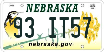 NE license plate 93IT57