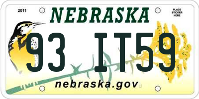 NE license plate 93IT59