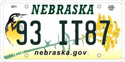 NE license plate 93IT87