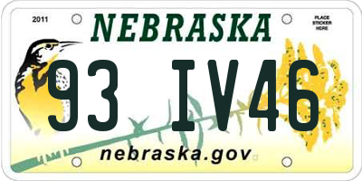 NE license plate 93IV46