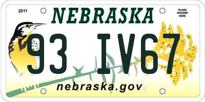 NE license plate 93IV67