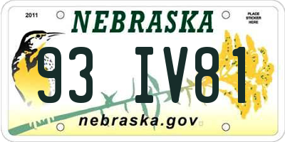 NE license plate 93IV81
