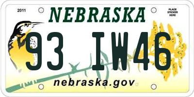 NE license plate 93IW46
