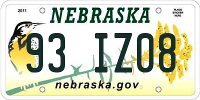 NE license plate 93IZ08