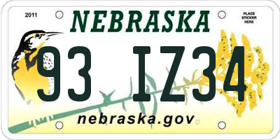 NE license plate 93IZ34