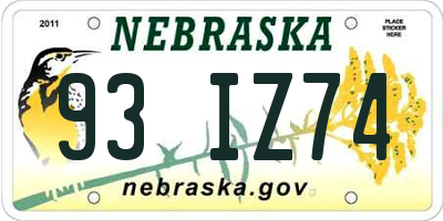 NE license plate 93IZ74