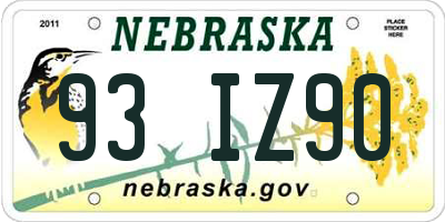 NE license plate 93IZ90