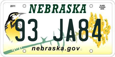 NE license plate 93JA84