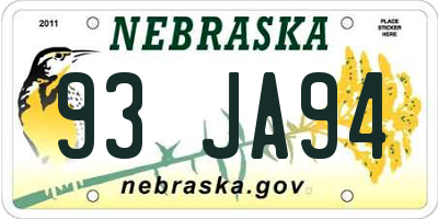 NE license plate 93JA94