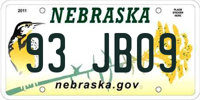 NE license plate 93JB09
